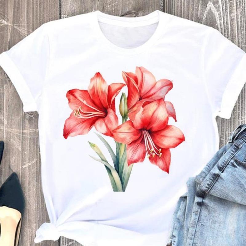 Love Flower Printing Speed European and American Clothing Shirt Short Sleeve T-shirt Tops Graphic Tshirts Oversized T Shirt