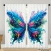 Piece Set High Definition Digital Printed Curtainscolorfulflowingbutterflyartstyleforrodcurtainshome Decoration Style Curtain Polyester