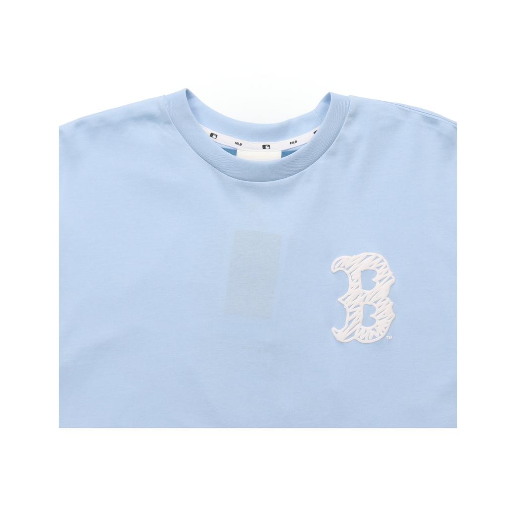MLB Boston Red Sox Loose Fit Crew Neck Printed Dopamine Short Sleeve T-Shirt Unisex T-Shirts Sky-Blue 31TS15031-43S