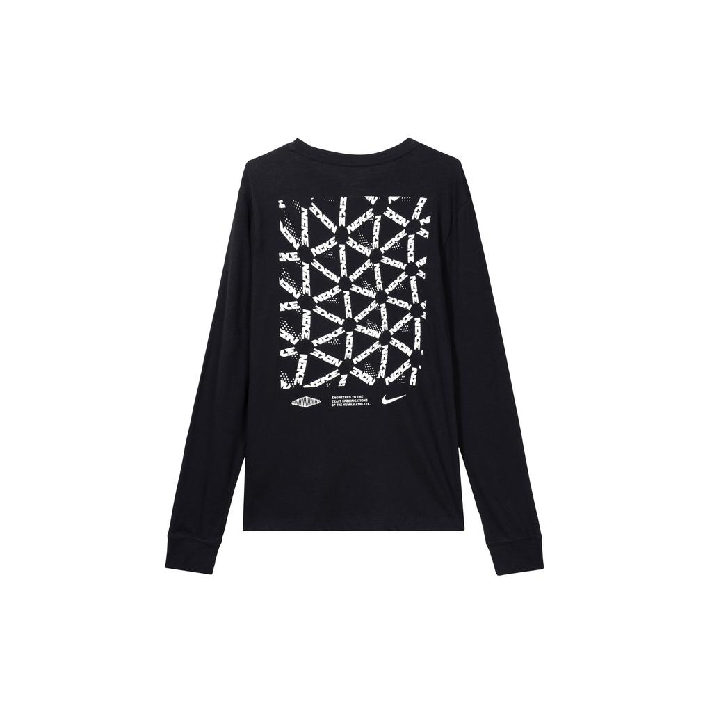 Nike Dri-Fit Letter Logo Print Long Sleeve Crew Neck T-Shirt Men Tops Black DH0714-010