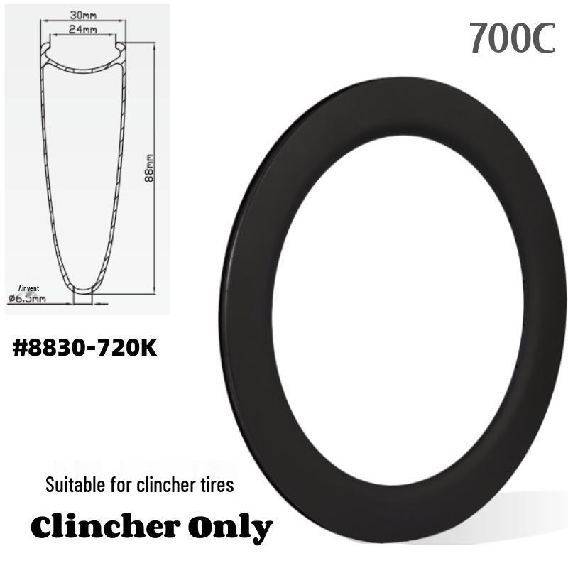 700C Ultra-Light Carbon Fiber Road Bike Wheelset with High Profile and Disc Brake Compatibility