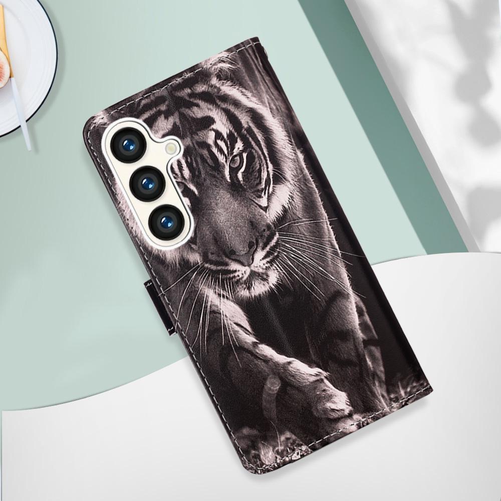 Monochrome Tiger PU Leather Wallet Flip Photo Frame Case for iPhone Samsung Huawei Honor Xiaomi Redmi Oppo Vivo Google TCL Infinix...