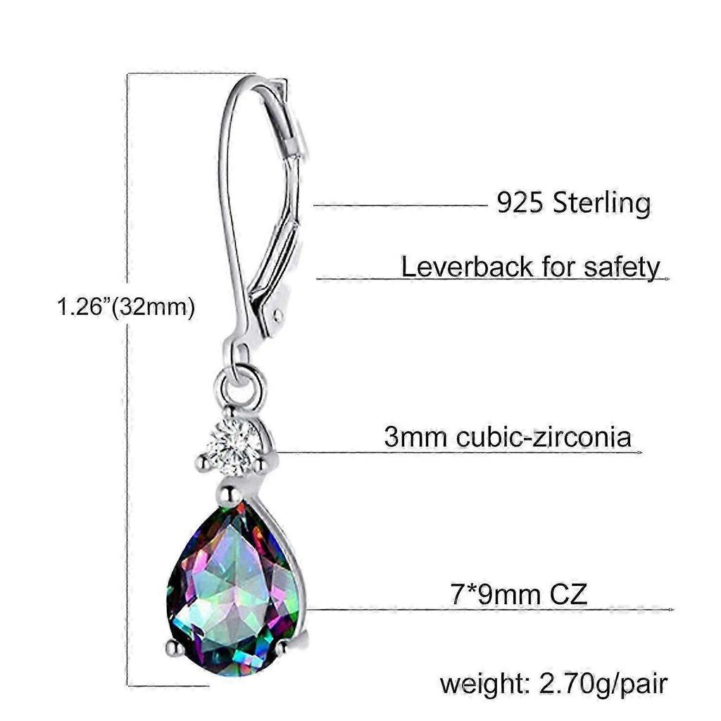 925 Sterling Silver Women's Earrings with Colorful Zirconia for a Glamorous and Elegant Look