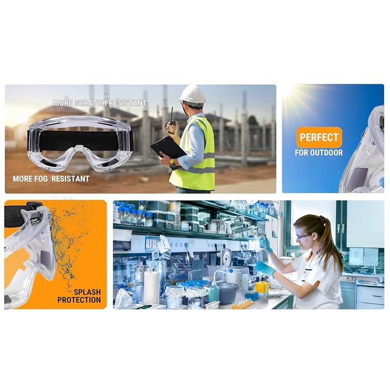 Safety Goggles Over Glasses, Anti-Fog Splash Proof Impact Resistant for Work Lab Construction