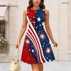 Women Plus Size Round Neck Sleeveless Colorful Floral Printed A Line Dress