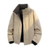 Men's Trendy Stand Collar Plaid Lining Cotton Jacket - Loose Design, Warm Winter Workwear Coat