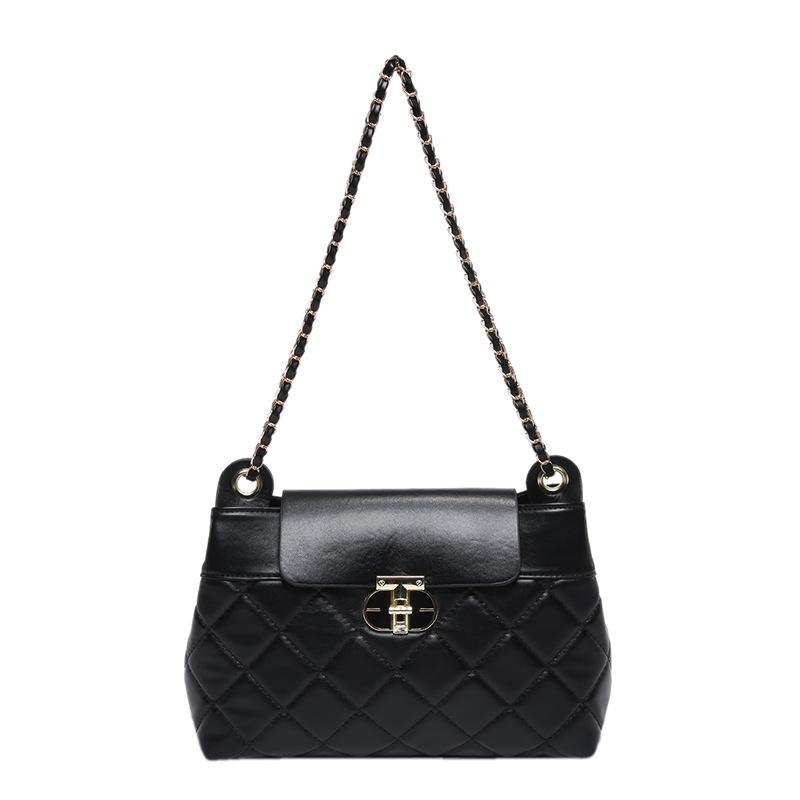 

Фактурная сумка женская 2024 осень и зима новая мода ромбовидная цепочка маленькая квадратная сумка универсальная сумка-мессенджер для поездок на работу чёрный