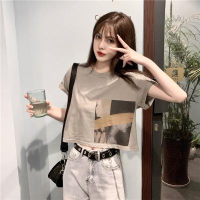 New summer Korean version of foreign style short-sleeved t-shirt women's ins super explosive loose and thin short top tide