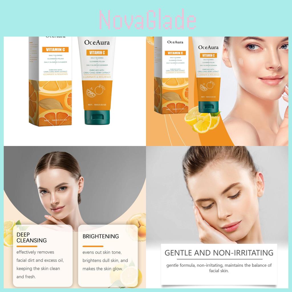 Oceaura Vitamin C Cleanser Brightening Face Wash Gentle Hydrating Nourishing Formula For Radiant Skin