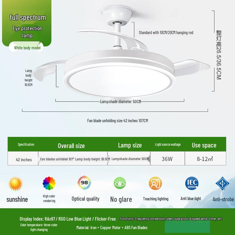 Oeny Full Spectrum LED Ceiling Fan with Light