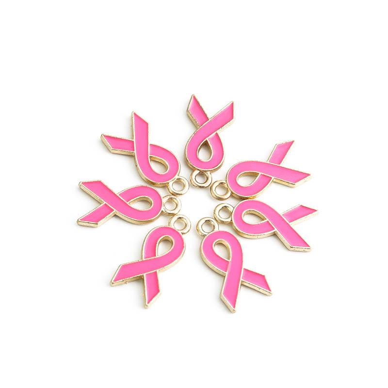 10pcs Alloy Ribbon Charms Breast Cancer Awareness Pendants Enamel Charms For Jewelry Making DIY Necklace Bracelet Accessories