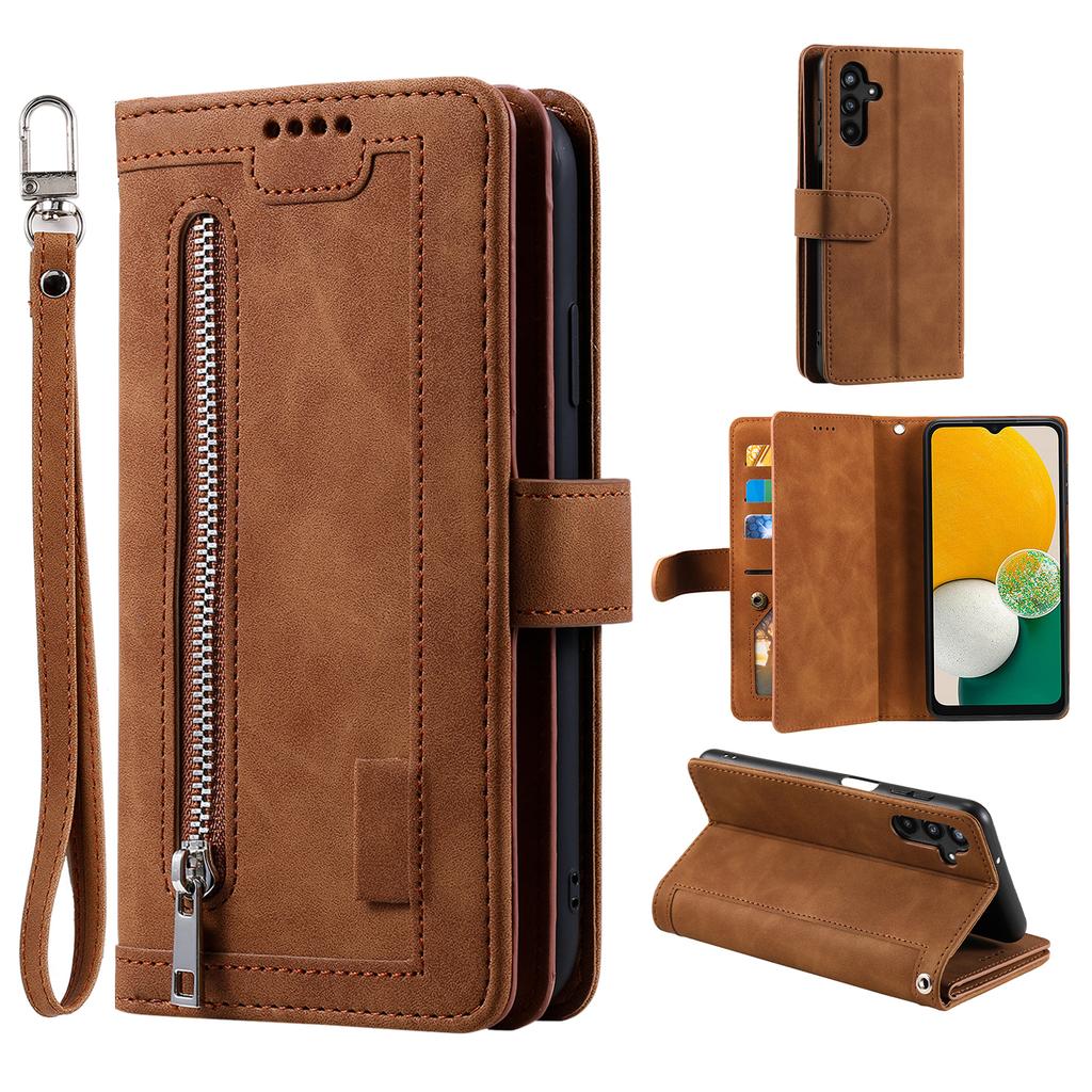 For Samsung Galaxy A16 5G/A16 4G Case PU Leather Phone Cover with Zipper Wallet 9 Card Slots