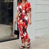 2026 Spring Women's Lace-Up Waist Short-Sleeve Solid Color Shirt Dress