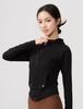 Lu Chuan Slim Fit Hooded Yoga Jacket with Waistband Pocket and Zipper.