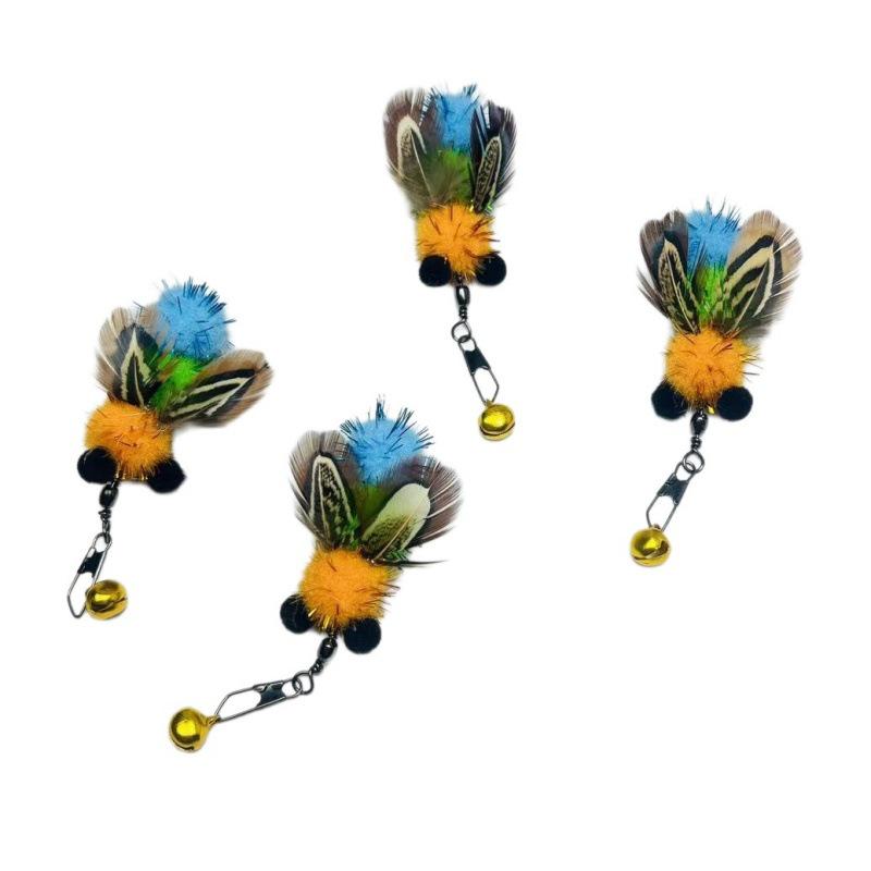1.8m Extendable Cat Teaser Stick with Replaceable Bee & Butterfly Heads for Self-Entertainment