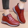 Winter Women‘s Warm Leather Short Boots Soft Sole Slip-On Middle-Aged Mother Shoes Snow Boots Solid Color Cotton Shoes.