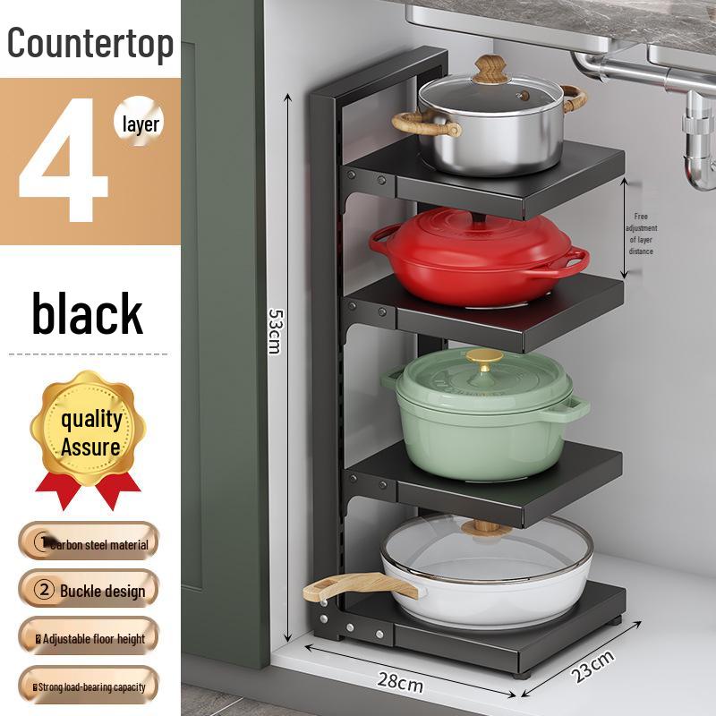 Vícevrstvý organizér na hrnce pod dřez pro skříňku, úložný prostor na nádobí