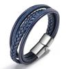 Navy Blue Braided Bracelet with Magnetic Clasp 21 Cm