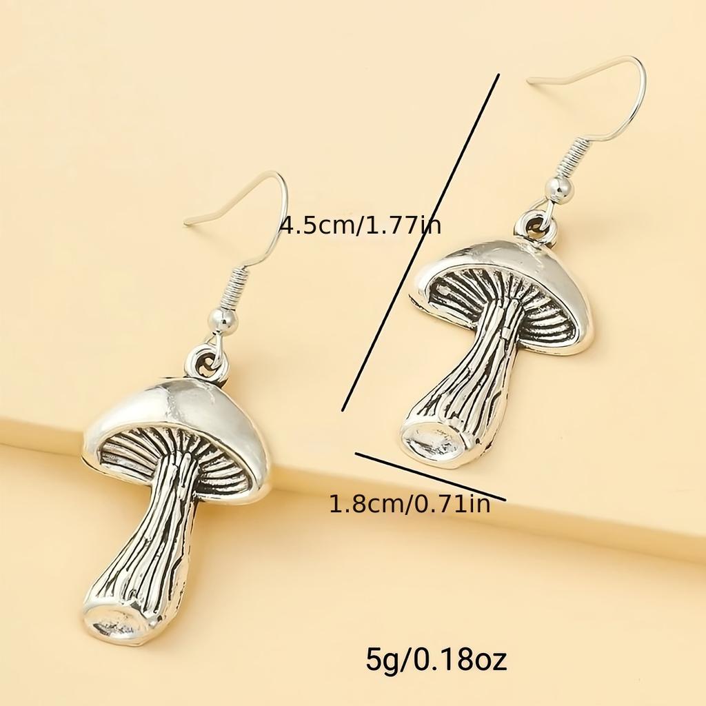 1 Pair Vintage Mushroom Drop Earrings Vegetarian Lover Jewelry for Women