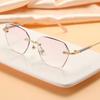 Luxury Frameless Diamond-Cut Anti-Blue Light Large Lens Reading Glasses for Seniors - Elegant Style