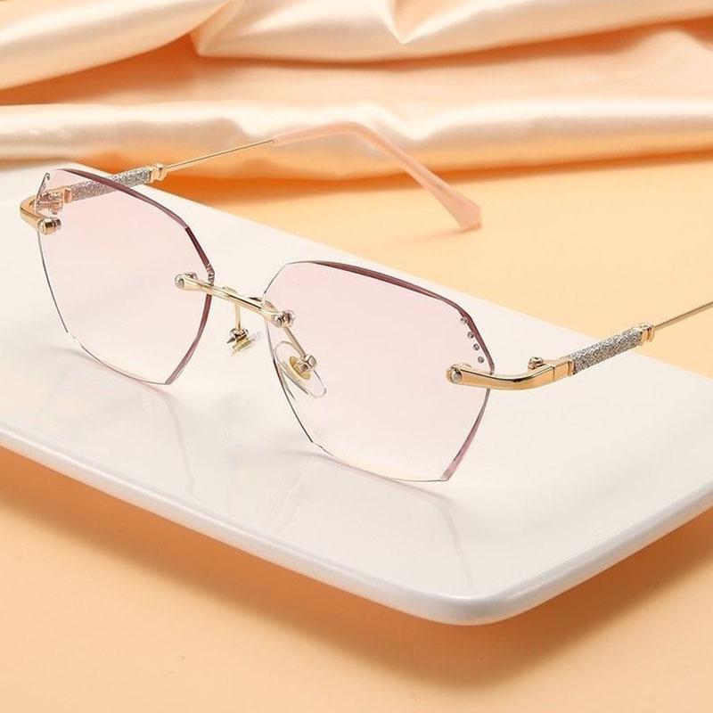 Luxury Frameless Diamond-Cut Anti-Blue Light Large Lens Reading Glasses for Seniors - Elegant Style