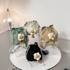 Popular Drawstring Bag Women 2025 New Trendy Fresh Canvas Shoulder Bag Cute Cute Girl Flower Crossbody Bucket Bag