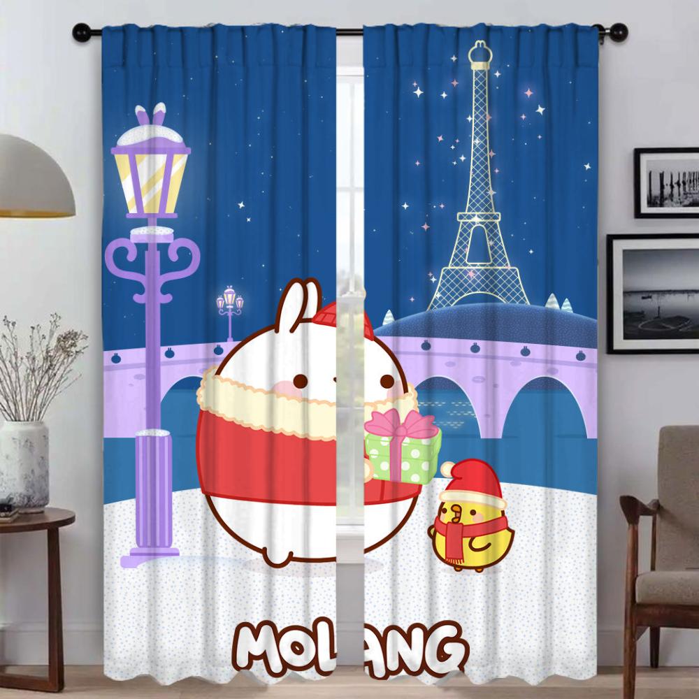 Set Of 2 Halloween Decoration Molangs Kitchen Curtains Living Room Curtain Blinds Home Interior Shades Partition Polyester Perfect For Area