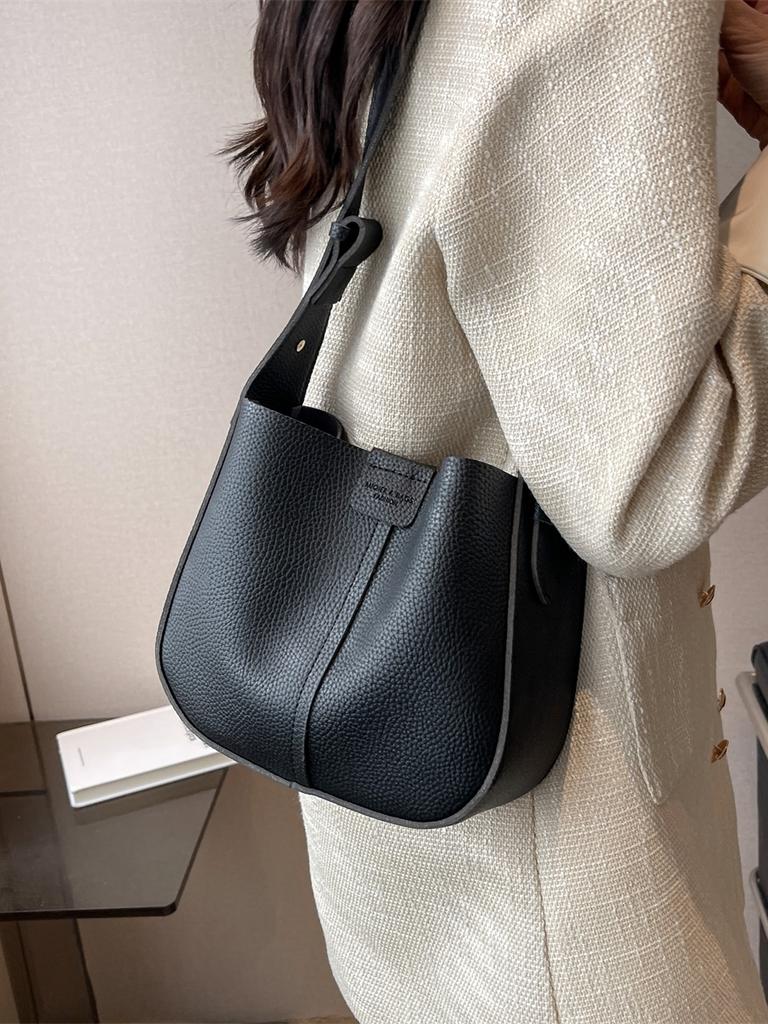 Vintage Handbags For Women Fashion Texture Pu Leather Shoulder Crossbody Bag Large Capacity Female Bucket Totes New