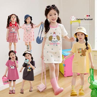 LUSON Girls' Cartoon T-Shirt Dress