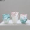 Pink Blue Gradient Glass Vase Hydroponics Plant Pots Table Decoration Flowers Arrangement Floral Vases Room Aesthetic Decor