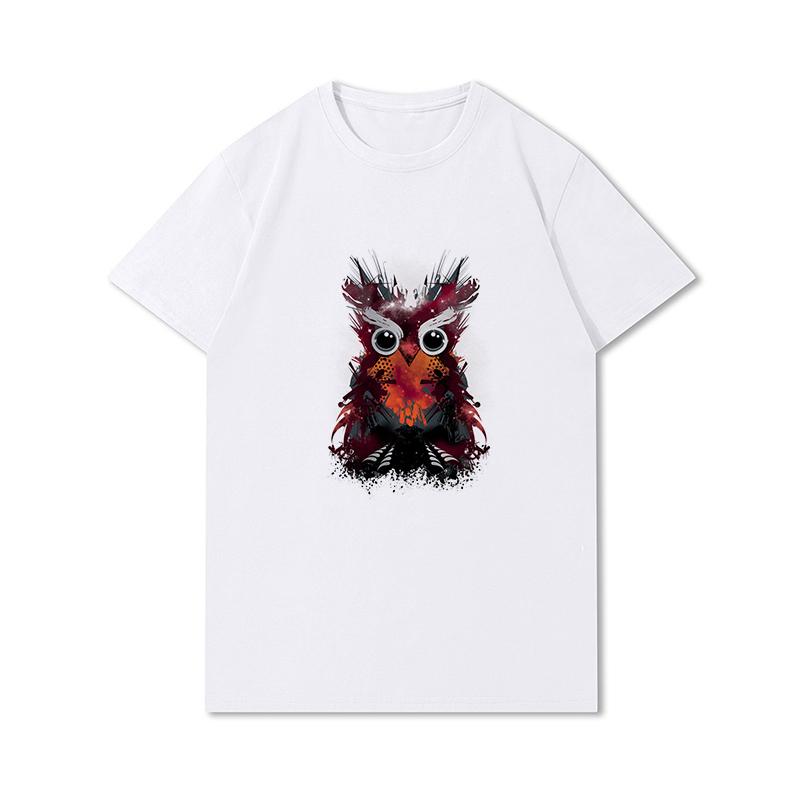 S-3XL 100 mønstre Sommerhvite T-skjorter for kvinner Trykt Uformelle korte ermer Topper O-hals T-skjorter