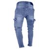 MakeWishes Denimi Men's Fashion Causal Pocket Zipper Slim Fit Shredded Denim Long Jeans Pants