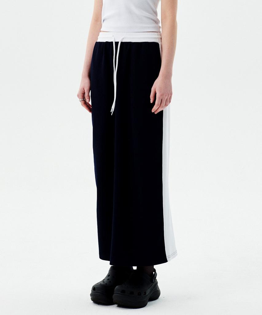 Leoninghai Side Rib Banding Long Skirt [Navy]