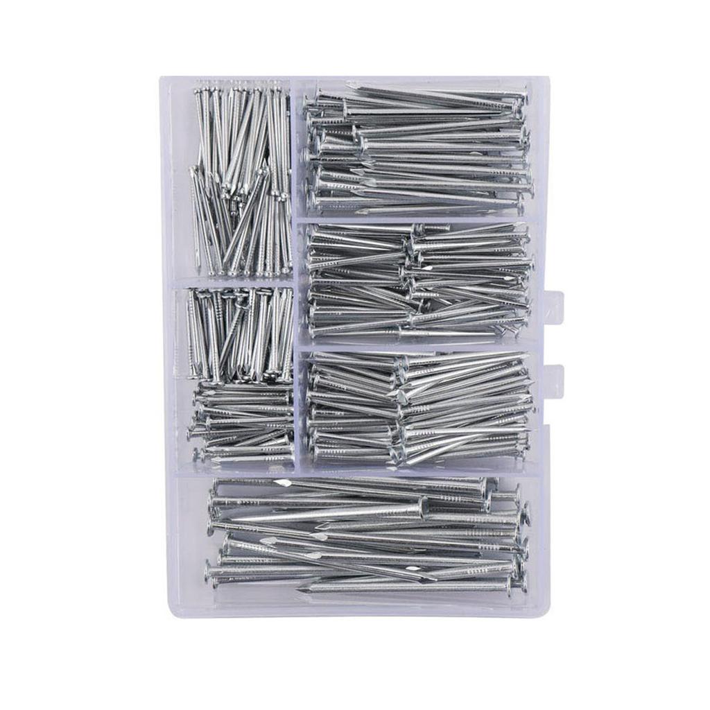 350Pcs Hardware Nails Assortment Set Picture Hanging Nails Iron Wall Nails with Box for Hanging Picture Craft Projects