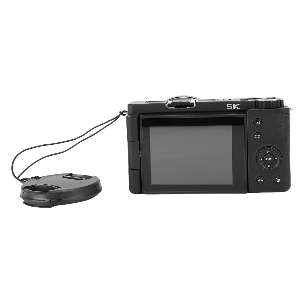 5K 72MP Digital Camera 12X Optical Zoom Camera with Flip Screen Multiple Filters LED Flash for Landscape Portrait Black
