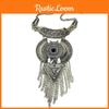 Vintage Geometric Long Necklace With Tassel And Zinc Alloy Pendant For Fashion Jewelry Enthusiasts