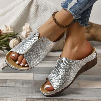 Fashion New Summer Luxury Style Classic Slip-on Womens Shoes Casual Thick-soled Open-toe Wedge Beach Women's Flip-flops Large Size
