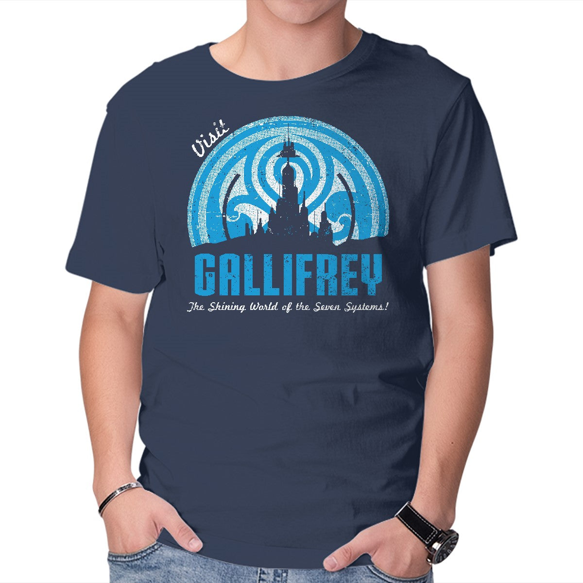 Unisex Crew Neck T-Shirt Visit Gallifrey Graphic Short Sleeve Casual Tee L