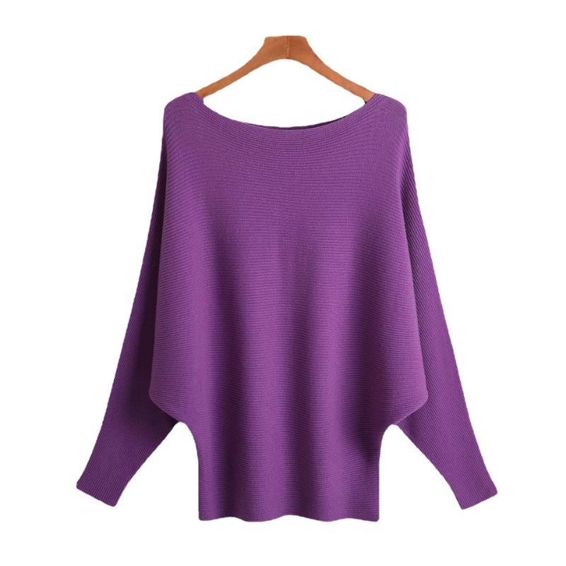Loose Casual Fashion Bat Long Sleeve Women Sweater Solid Color Pullover Autumn Winter Knitted Tops Elegant Simple Sweaters Basic Clothing
