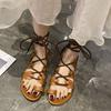 Women Sandals 2025 Summer New Fashion Flat Open Toe  Tie Ladies Shoes Casual Elegant Dress Lace Up Beach Gladiator Sandals