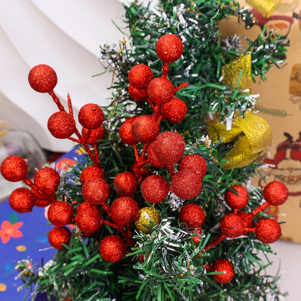 30/2PCS 17.5cm Christmas Tree Berry Decoration Simulation Glitter Gold Silver Red Blue Berry Bouquet DIY Wreath Home Decoration
