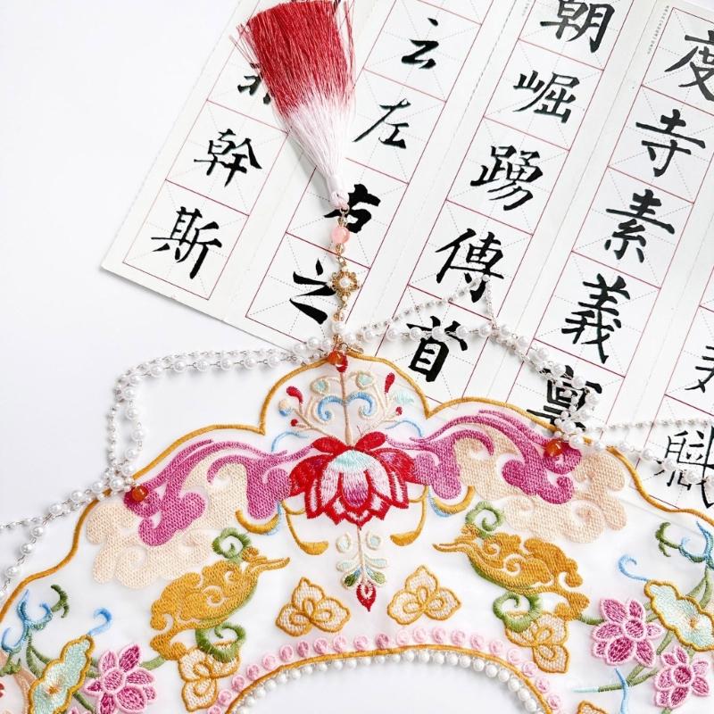 Kids Girl Goldfish Embroidered Beaded Tassels Detachable Collar Traditional Chinese Shawl Capelet Skirt Dress Decoration