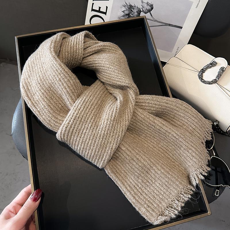 

Унисекс Серый Вязаный Снуд-Шарф из Шерстяной Смеси для Зимнего Тепла