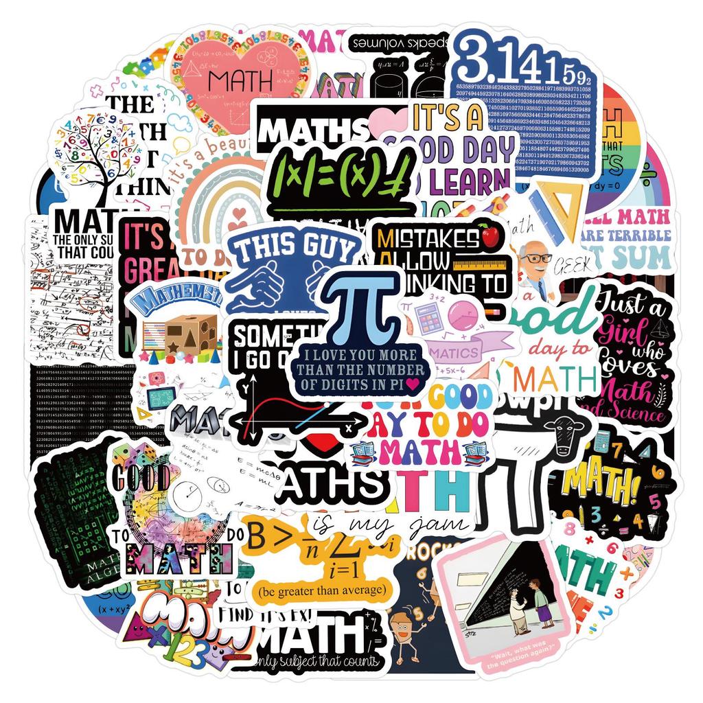 60 Cartoon Math Subject Stickers for Journals, Stationery, Water Bottles, Computers - Waterproof and Decorative (60 Sheets)
