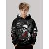 Autumn 3D Skull Printed Hoodies Fashionable Casual Sports Long Sleeved Children's Boy Hooded Sweatshirts