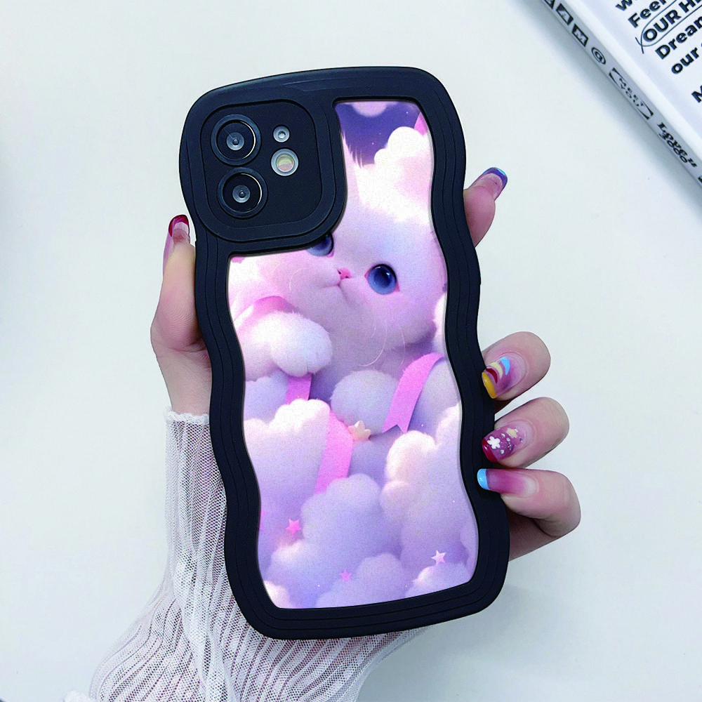

Противоударный чехол для телефона iPhone 11 15 12 13 14 Pro Max XR XS X 7 8 Plus 6S SE Мягкий силиконовый чехол TPU Wave Cute Cat Cover Funda For iPhone13