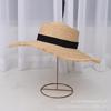 Spring and Summer New Ring Flat Top Black Webbing Raffia Big Eaves Hat Women's Sunshade Burr Edge Beach Straw Hat