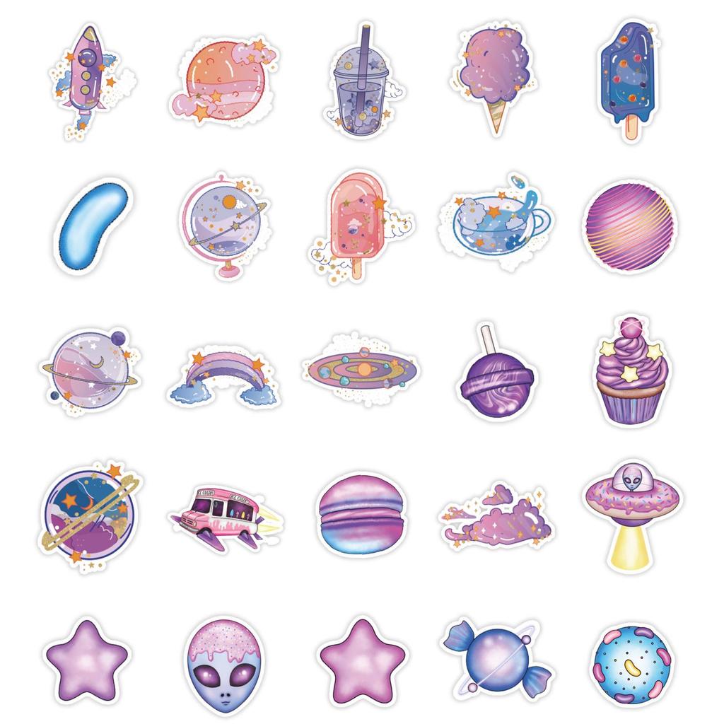 50 Dreamy Universe Cartoon Stickers: Waterproof Decor for Notebooks, Phones, and Water Bottles