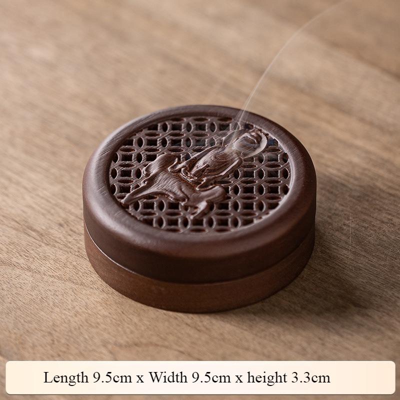 Chinese Style Indoor Solid Wood Incense Burner with Zen-like Atmosphere Sandalwood Box with Wood Carvings Retro Decorative Item