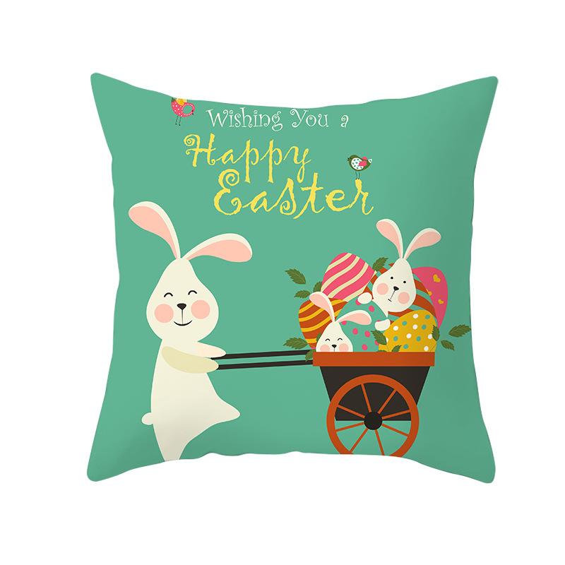 Easter Cartoon Cute Rabbit Digital Printing Short Plush Pillow Covers Decorative for Car Sofa Office Cushion Cover Home Goods